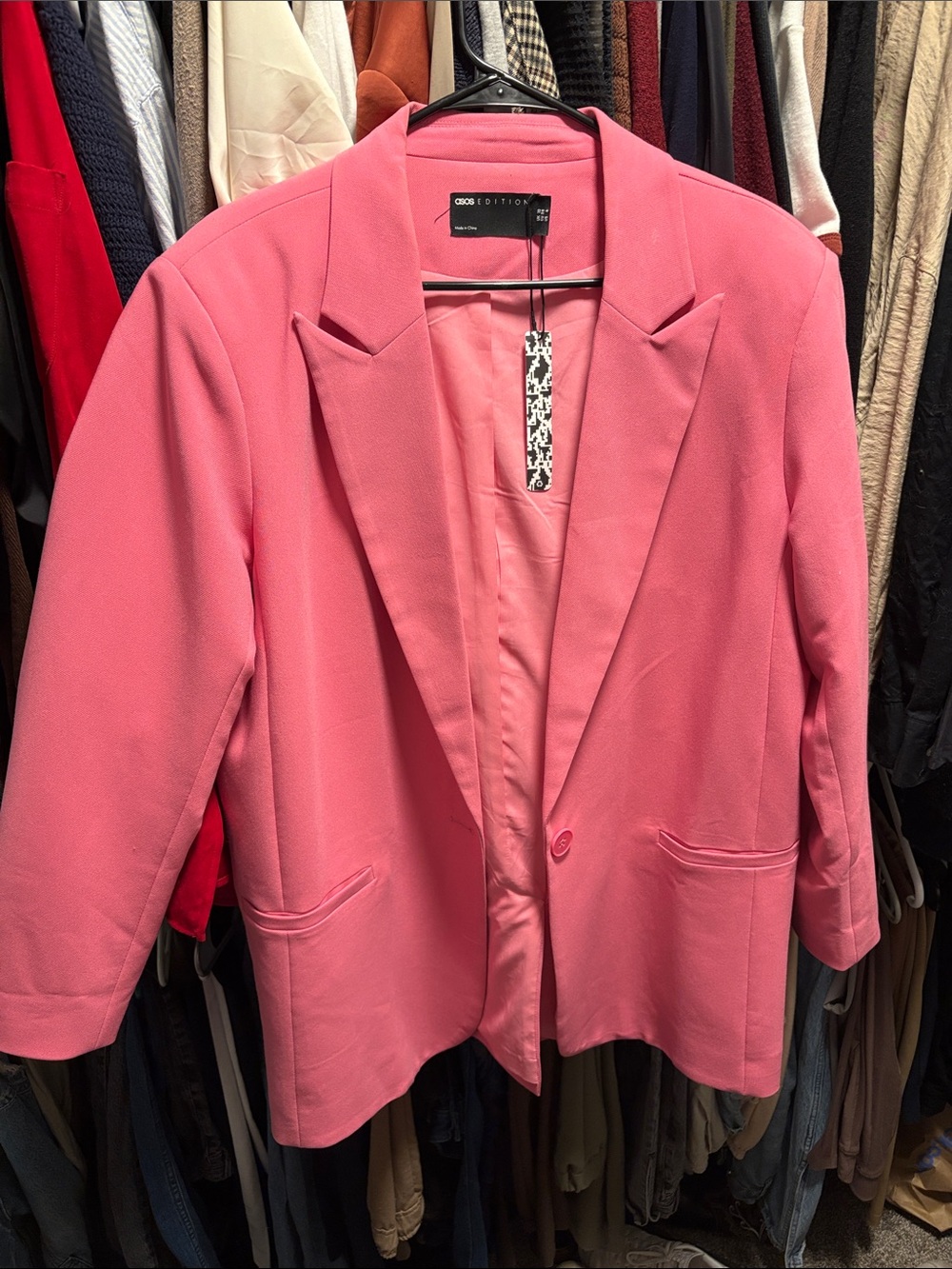 ASOS Pink Single-Button Tailored Blazer